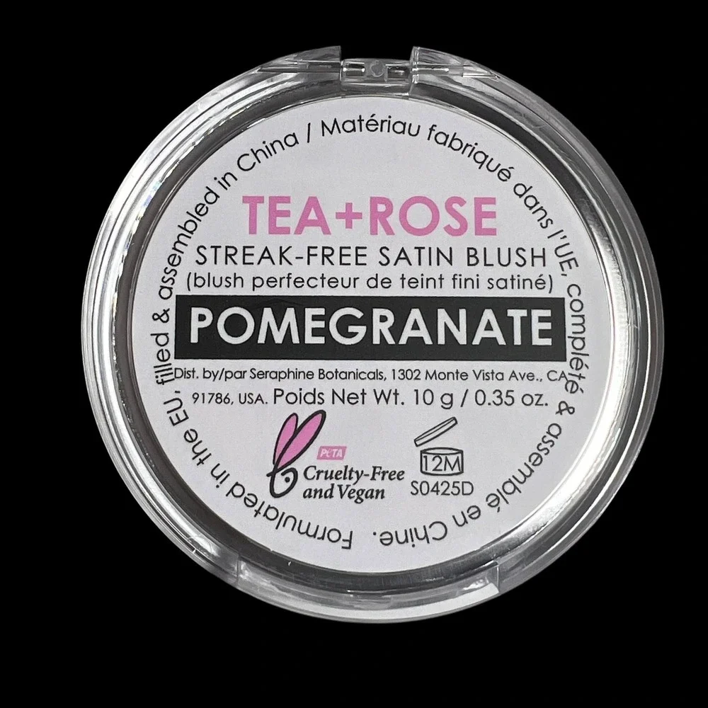 Seraphine Botanicals Tea + Rose Streak-Free Satin Blush Pomegranate 10g‎ New